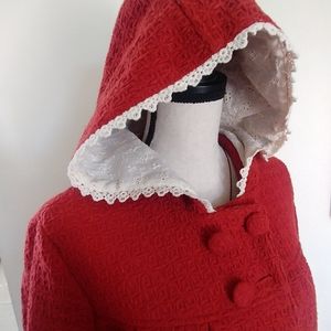 Textured Red Kawaii Coat